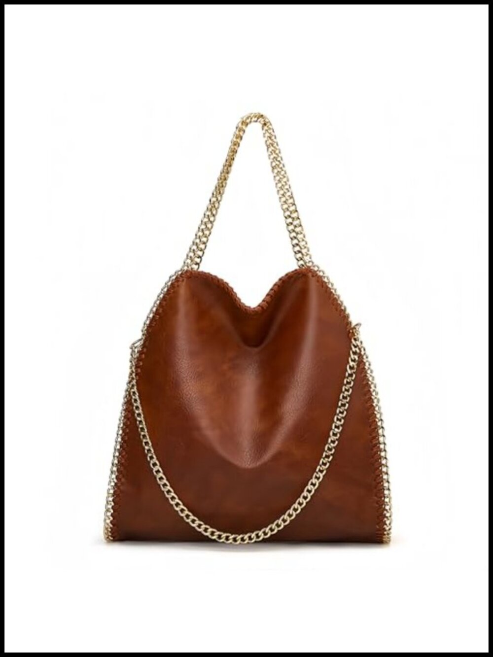 Faux Leather Oversized Slouchy Chain Hobo Bag Shoulder Bag Tote